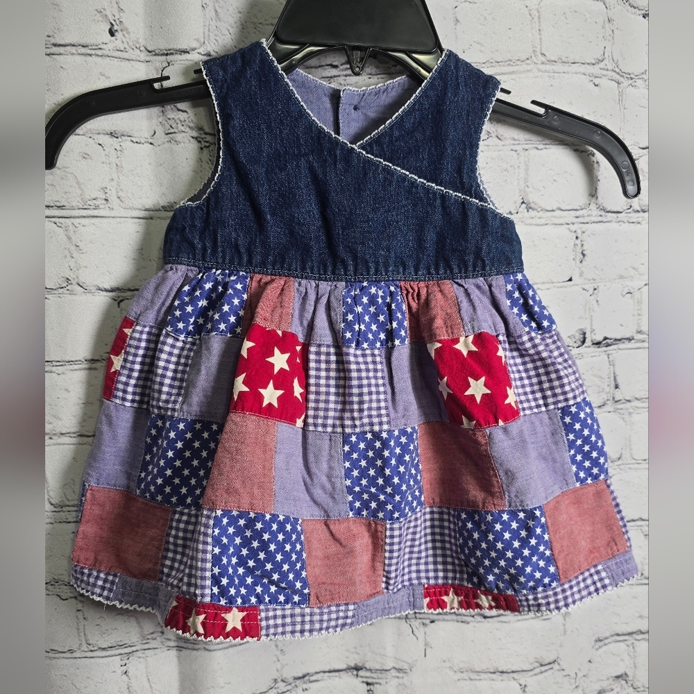 The Childrens Place Patriotic 4th Of July Red Whire And Blue Baby Dress Size 12M
